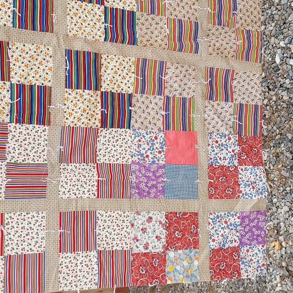 Handmade Vintage Grandma Made Small Baby Soft Quilt Vintage Material - Picture 5 of 13